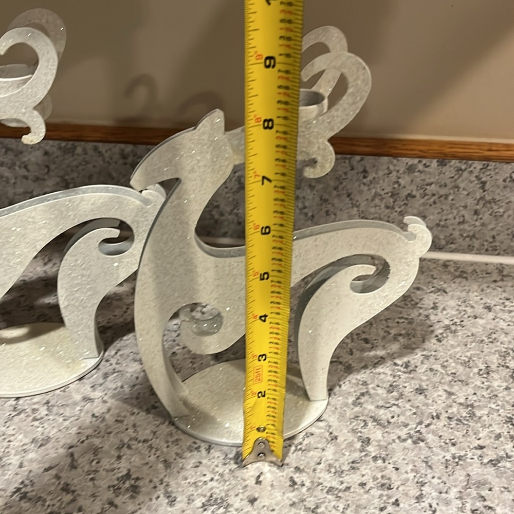 Set of 2 PartyLite Nordic Ice Reindeer Taper Holders - Picture 2 of 10